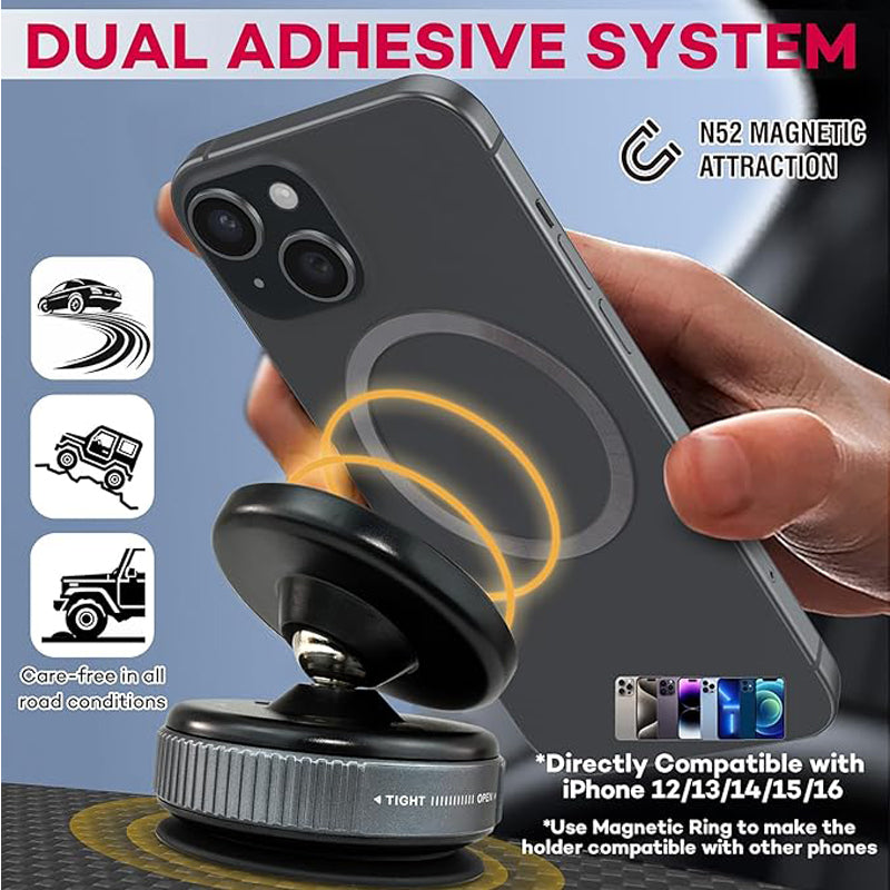 Car Phone Holder Upgraded 360 Adjustable Vacuum Suction 20X Magnets