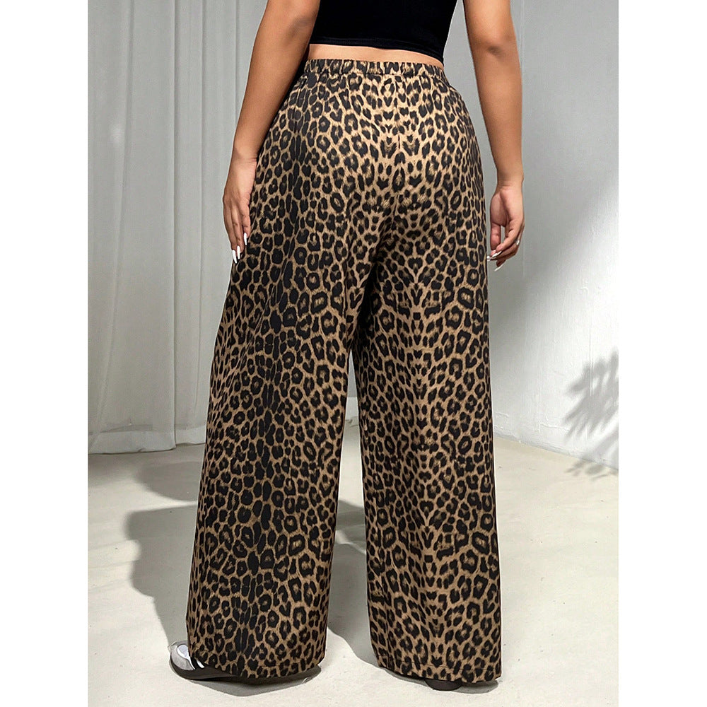 Leopard Straight Loose Wide-leg Pants