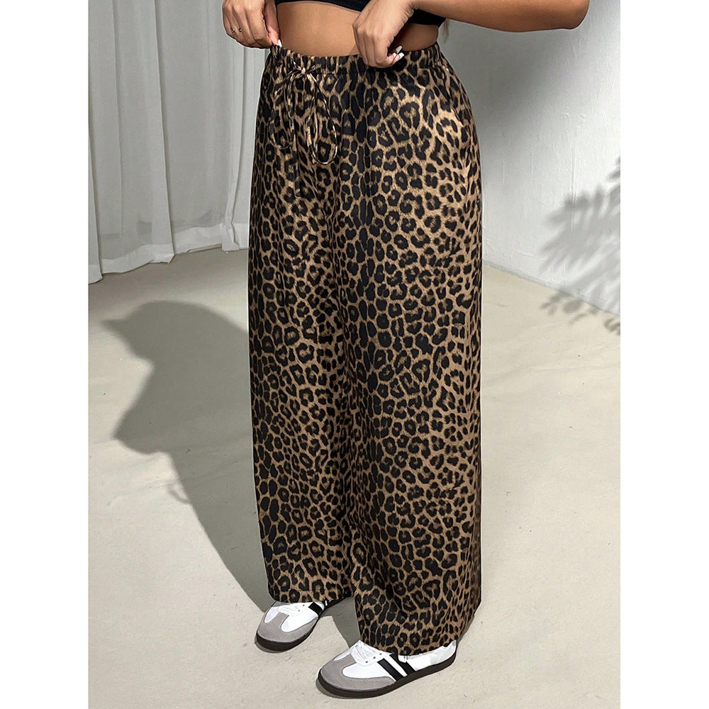 Leopard Straight Loose Wide-leg Pants