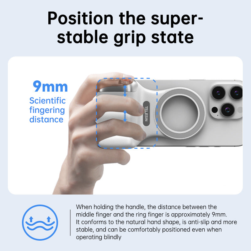 Telesin MagSafe Compatible Photography Grip: Wireless Bluetooth Stabilizer for Shake-Free Shooting