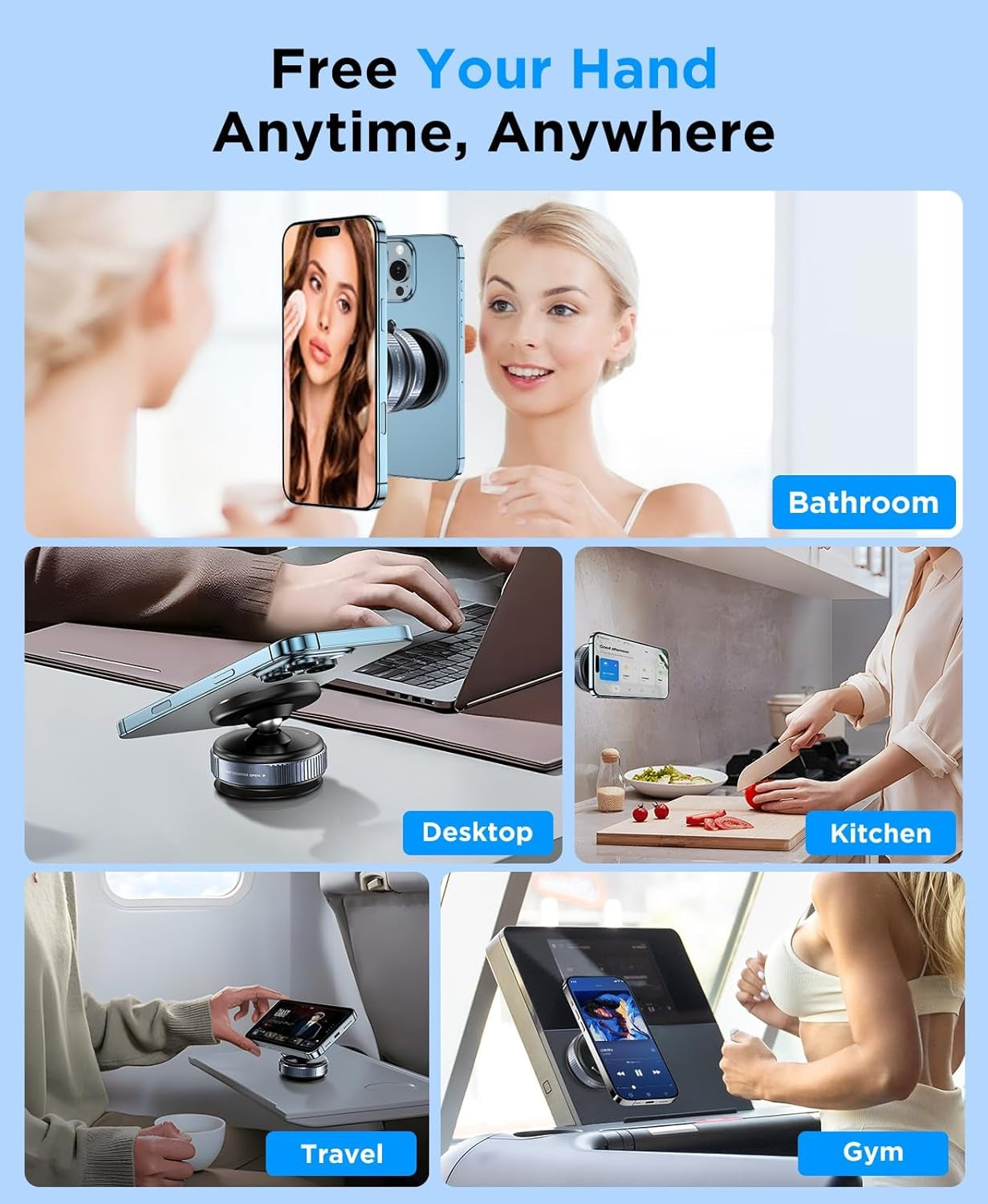 Car Phone Holder Upgraded 360 Adjustable Vacuum Suction 20X Magnets