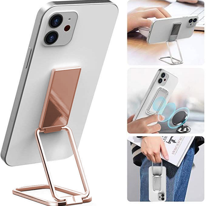 Foldable mobile phone holder ring buckle retractable desktop cell phone stand car magnetic