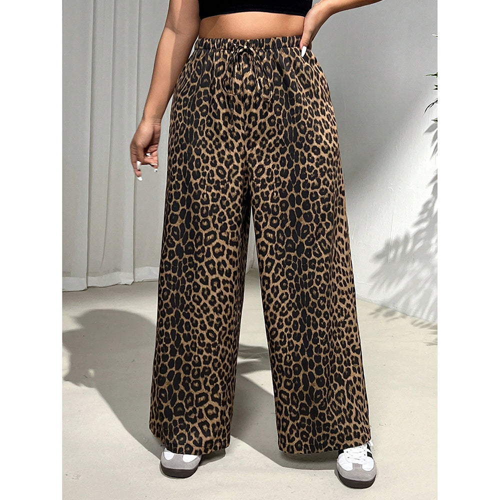 Leopard Straight Loose Wide-leg Pants